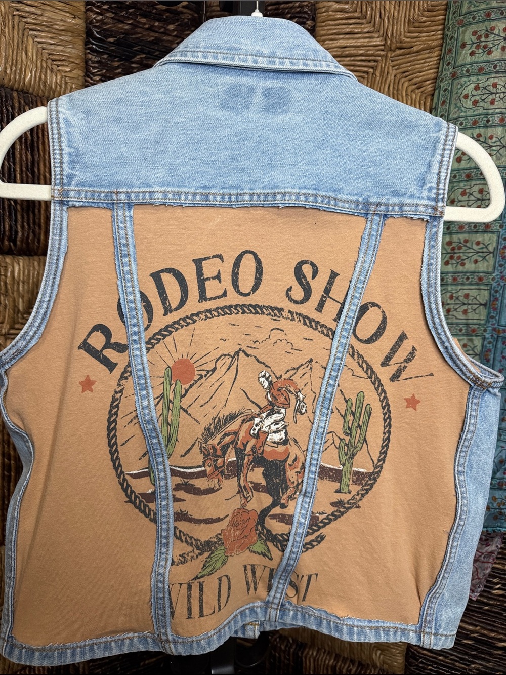 Upcycled Hunt Club Denim Rodeo Show Wild West Vest